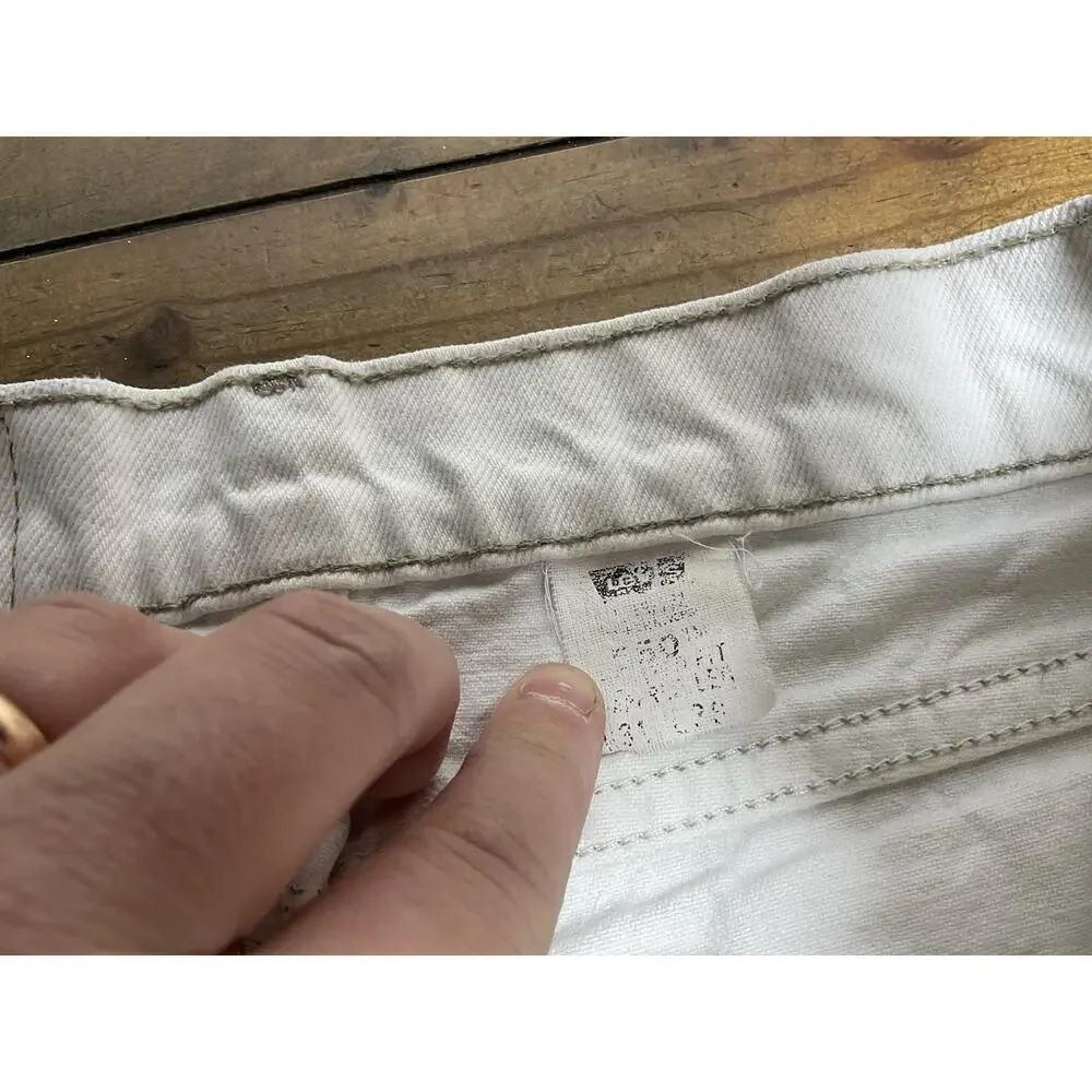 Vintage Levis 505 Jeans Mens 31x36 USA Made Orange Tab 90s Tapered Leg White